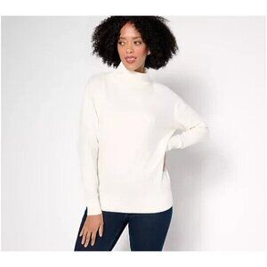 BEAUTIFUL by Lawrence Zarian Gathered Turtleneck Sweater Ivory Medium A670192